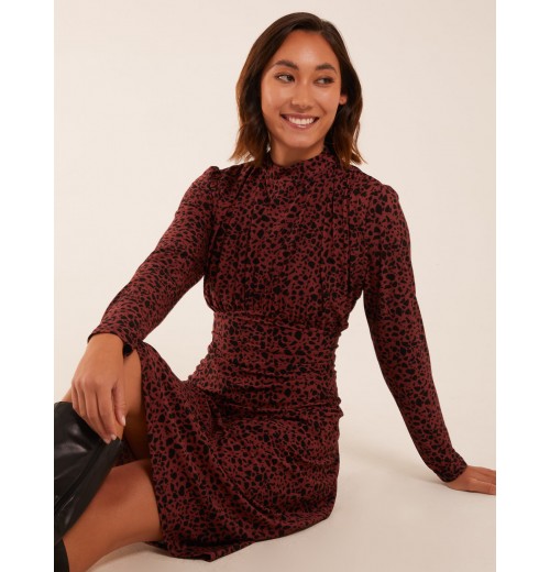 Ruched Front Frill Cuff Midi Dress Ruched Front Frill Cuff Midi Dress
