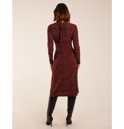 Ruched Front Frill Cuff Midi Dress Ruched Front Frill Cuff Midi Dress