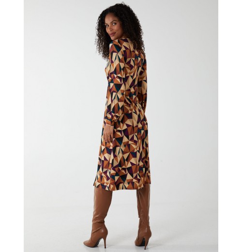 V Neck Ring Detail Midi Dress V Neck Ring Detail Midi Dress