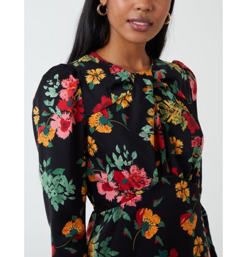 Floral Twist Panel Fit And Flare Midi Dress Floral Twist Panel Fit And Flare Midi Dress