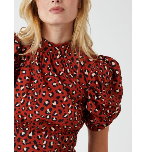Leopard Print Ruched Side Midi Dress Leopard Print Ruched Side Midi Dress