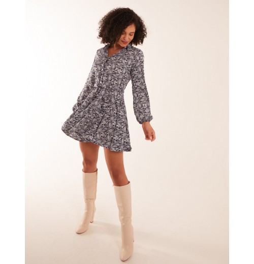 Shirt Mini Dress With Godet Hem & Tie Shirt Mini Dress With Godet Hem & Tie