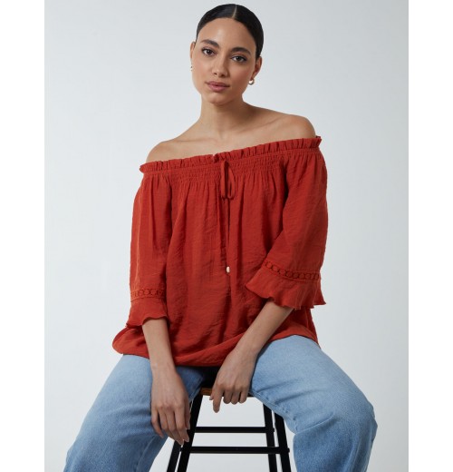 Bardot Tie Front Top Bardot Tie Front Top