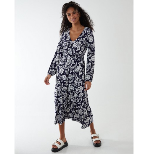 Floral Button Front Midi Dress Floral Button Front Midi Dress
