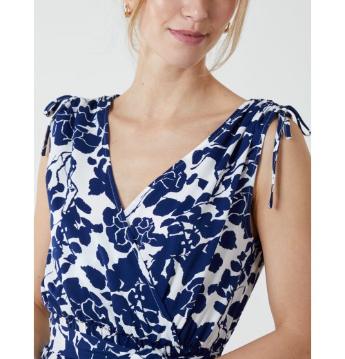 Wrap Front Midi Dress With Ruffle Hem Wrap Front Midi Dress With Ruffle Hem