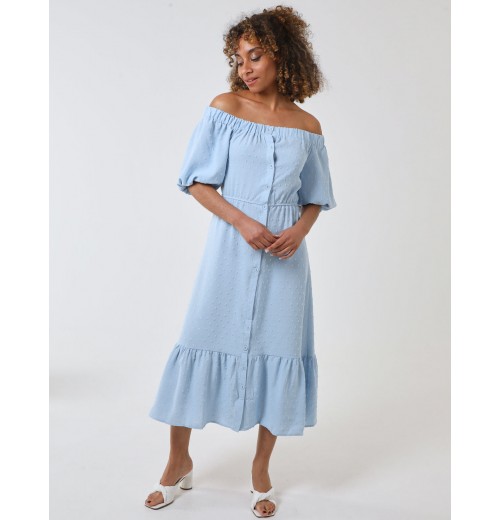 Bardot Button Through Midi Dress Bardot Button Through Midi Dress
