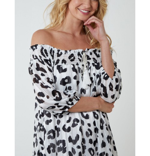 Sheared Neck Bardot Dress Sheared Neck Bardot Dress
