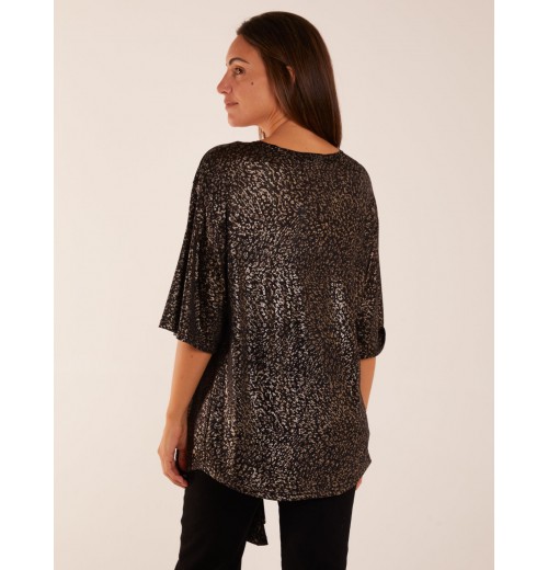Leopard V Neck Tie Front Top Leopard V Neck Tie Front Top