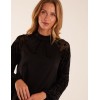 High Neck Flocked Sleeve Top High Neck Flocked Sleeve Top