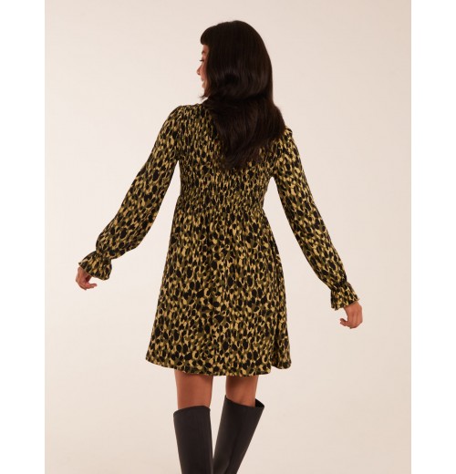 Shirred Trapeze Frill Neck And Sleeve Mini Dress Shirred Trapeze Frill Neck And Sleeve Mini Dress