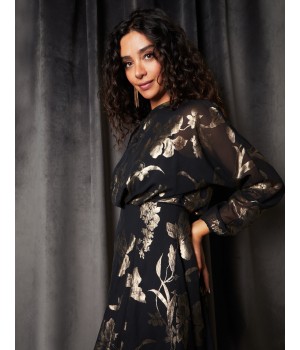 Foil Batwing Mini Dress