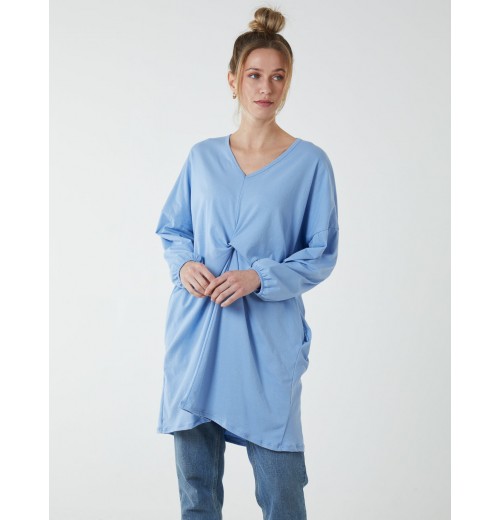 Twist Front Cotton Tunic With Side Pocket Twist Front Cotton Tunic With Side Pocket