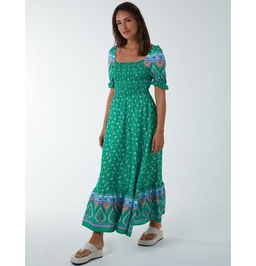 Shirred Floral Maxi Dress Shirred Floral Maxi Dress