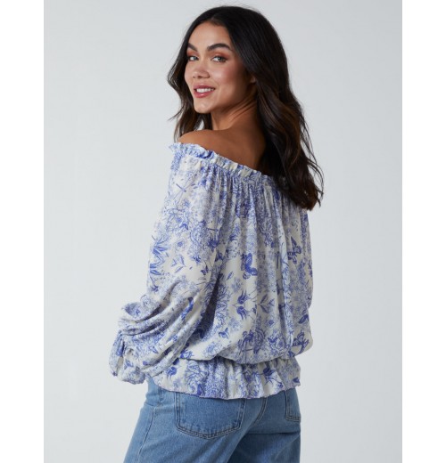 Butterfly Floral Print Gypsy Chiffon Blouse Butterfly Floral Print Gypsy Chiffon Blouse