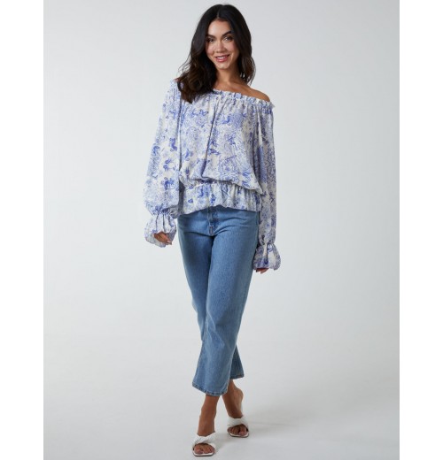 Butterfly Floral Print Gypsy Chiffon Blouse Butterfly Floral Print Gypsy Chiffon Blouse