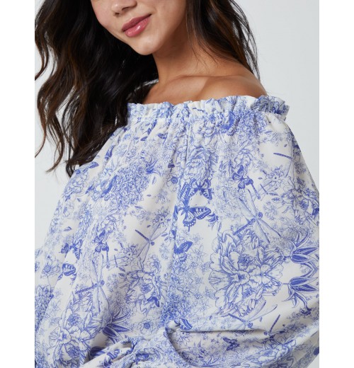 Butterfly Floral Print Gypsy Chiffon Blouse Butterfly Floral Print Gypsy Chiffon Blouse