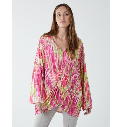 Twist Front Abstract Long Sleeve Top Twist Front Abstract Long Sleeve Top
