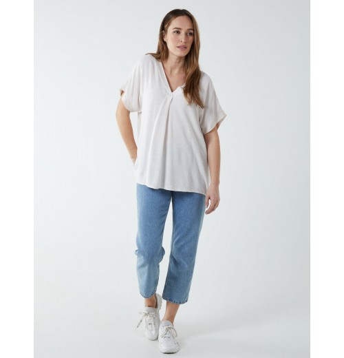 Satin Trim V Neck Top Satin Trim V Neck Top