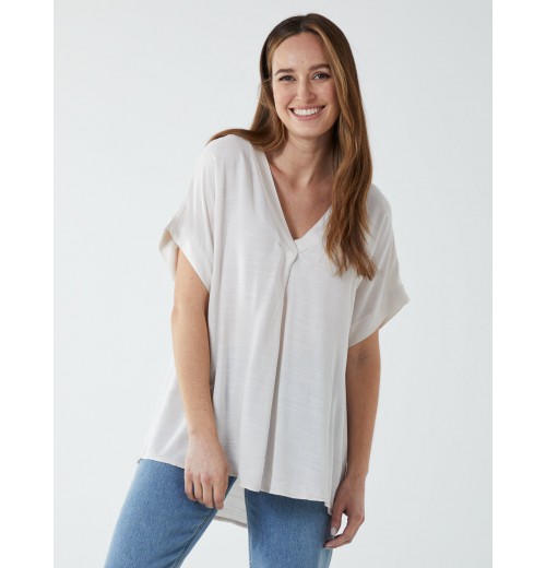 Satin Trim V Neck Top Satin Trim V Neck Top