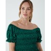 Puff Sleeve Bardot Shirred Dress Puff Sleeve Bardot Shirred Dress