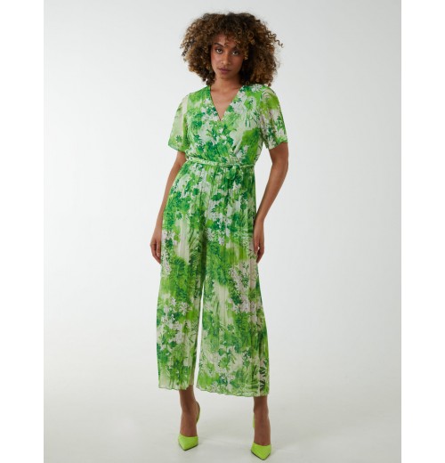 Pleated Wrap Tropical Jumpsuit Pleated Wrap Tropical Jumpsuit