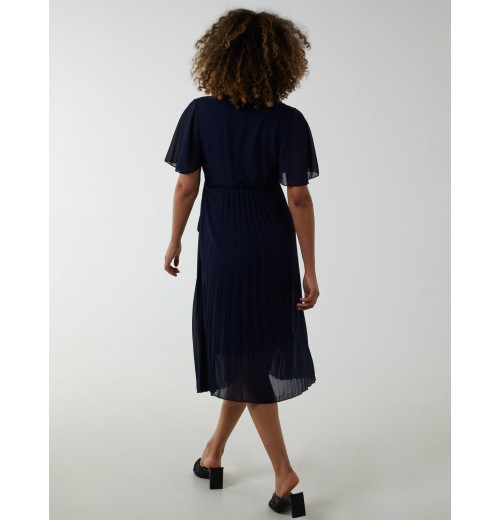 Wrap Tie Pleated Crossover Dress Wrap Tie Pleated Crossover Dress