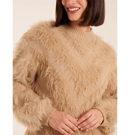 Fluffy Round Neck Cuff Sleeve Jumper Fluffy Round Neck Cuff Sleeve Jumper