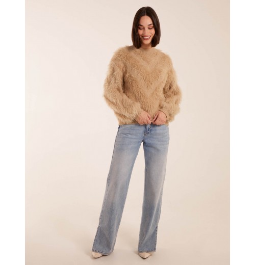 Fluffy Round Neck Cuff Sleeve Jumper Fluffy Round Neck Cuff Sleeve Jumper