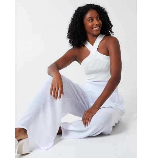 Shirring Waist Wide Leg Trousers Shirring Waist Wide Leg Trousers