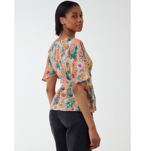 Button Front Batwing Peplum Top Button Front Batwing Peplum Top