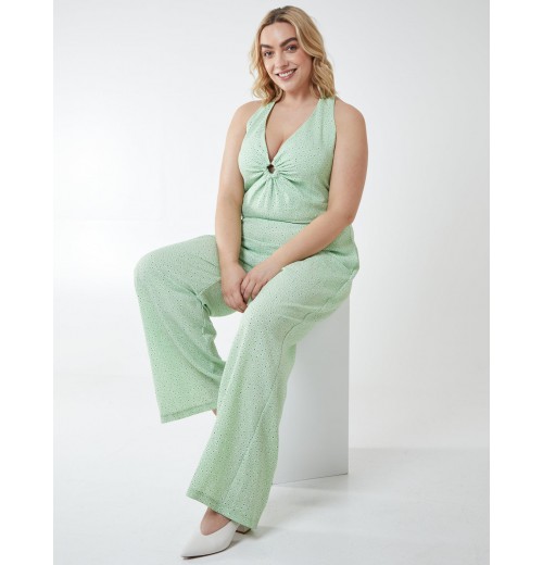 Curve Halter Neck Culotte Green Jumpsuit Curve Halter Neck Culotte Green Jumpsuit