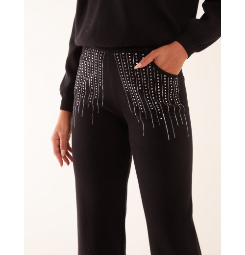 Diamante Knitted Flared Trousers Diamante Knitted Flared Trousers