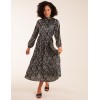 Abstract Animal Print High Neck Blouson Midi Dress Abstract Animal Print High Neck Blouson Midi Dress