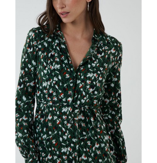 Shirt Midi Dress With Godet Hem Shirt Midi Dress With Godet Hem