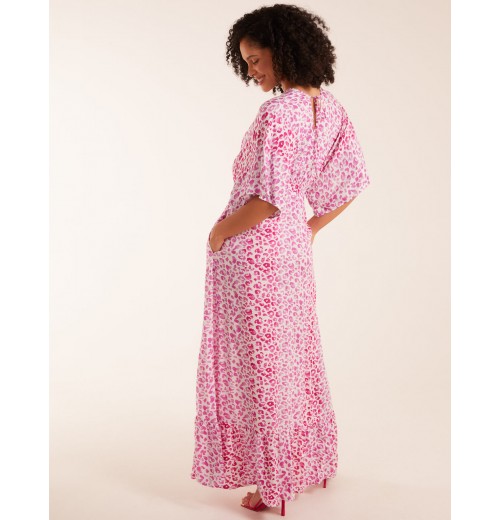 Elasticated Waist Tier Hem Angel Sleeve Maxi Dress Elasticated Waist Tier Hem Angel Sleeve Maxi Dress
