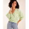Elasticated Sleeve Wrap Front Elastic Hem Top Elasticated Sleeve Wrap Front Elastic Hem Top