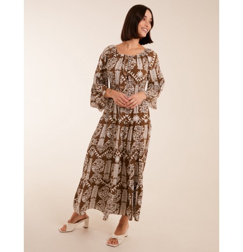 Print Button Front Scoop Neck Maxi Dress Print Button Front Scoop Neck Maxi Dress