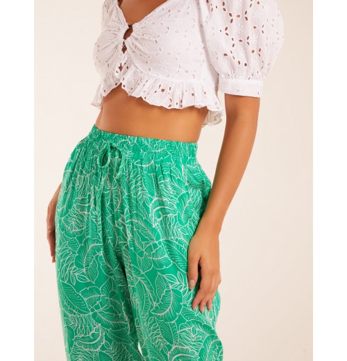 Leaf Print Capri Trousers Leaf Print Capri Trousers
